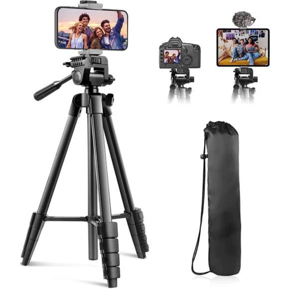 64" Phone Tripod Stand, Versatile Camera&iPad Tripod with Wireless Remote